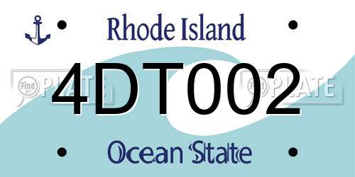 4DT002 Rhode Island License Plate