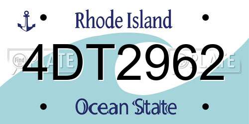 4DT2962 Rhode Island License Plate
