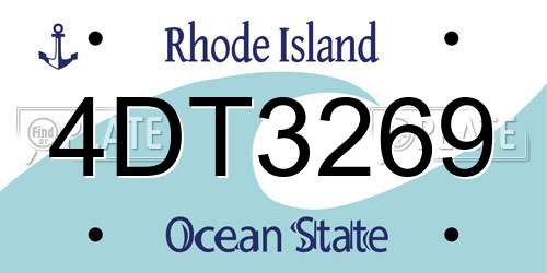 4DT3269 Rhode Island License Plate