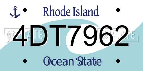 4DT7962 Rhode Island License Plate