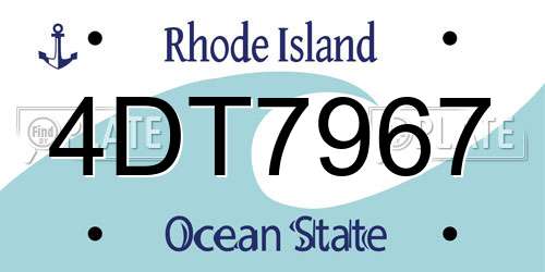 4DT7967 Rhode Island License Plate