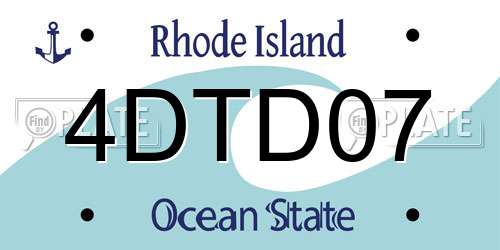 4DTD07 Rhode Island License Plate