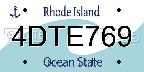 4DTE769 Rhode Island License Plate