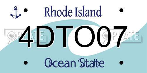 4DTO07 Rhode Island License Plate