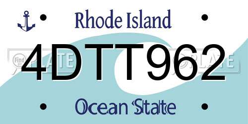 4DTT962 Rhode Island License Plate