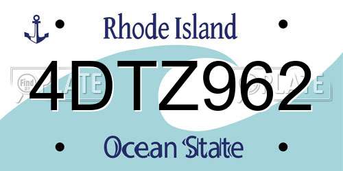 4DTZ962 Rhode Island License Plate