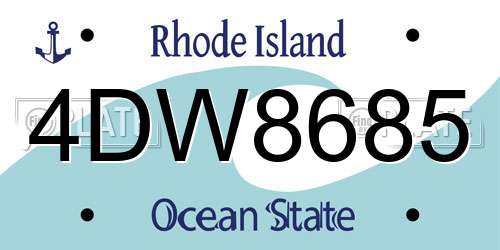 4DW8685 Rhode Island License Plate