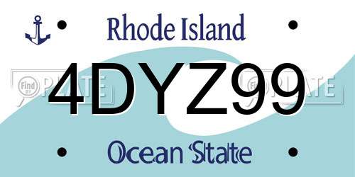 4DYZ99 Rhode Island License Plate