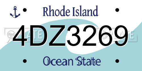 4DZ3269 Rhode Island License Plate