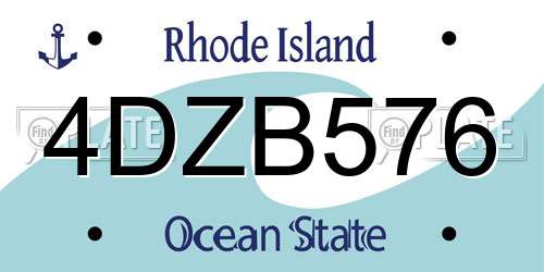 4DZB576 Rhode Island License Plate