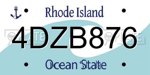 4DZB876 Rhode Island License Plate