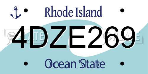 4DZE269 Rhode Island License Plate