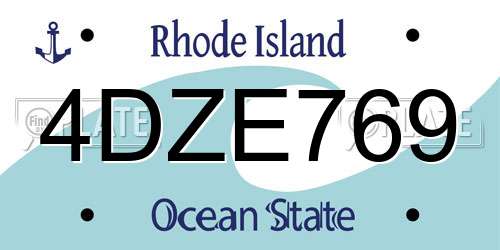 4DZE769 Rhode Island License Plate