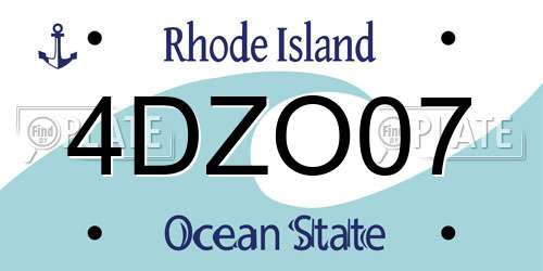 4DZO07 Rhode Island License Plate
