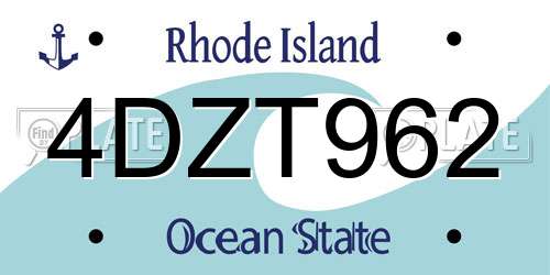 4DZT962 Rhode Island License Plate