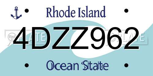 4DZZ962 Rhode Island License Plate