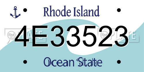 4E33523 Rhode Island License Plate