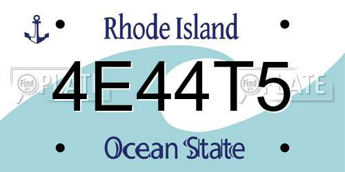 4E44T5 Rhode Island License Plate