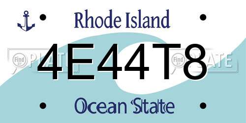 4E44T8 Rhode Island License Plate