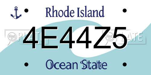 4E44Z5 Rhode Island License Plate