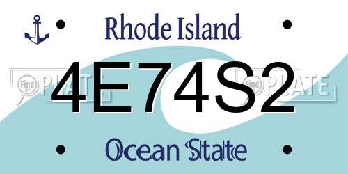4E74S2 Rhode Island License Plate
