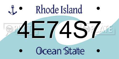4E74S7 Rhode Island License Plate