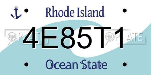 4E85T1 Rhode Island License Plate