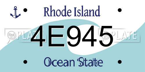 4E945 Rhode Island License Plate