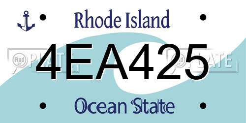 4EA425 Rhode Island License Plate