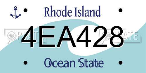 4EA428 Rhode Island License Plate