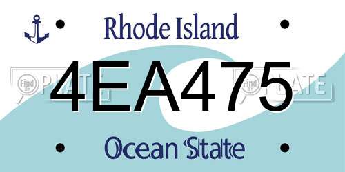4EA475 Rhode Island License Plate