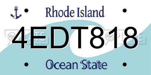 4EDT818 Rhode Island License Plate