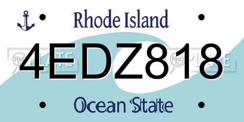 4EDZ818 Rhode Island License Plate