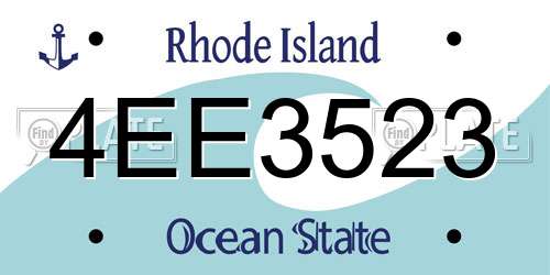 4EE3523 Rhode Island License Plate