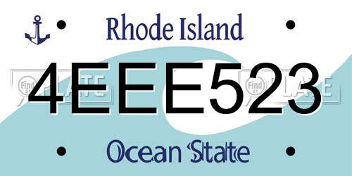 4EEE523 Rhode Island License Plate