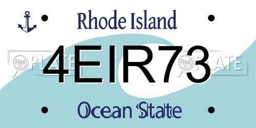 4EIR73 Rhode Island License Plate