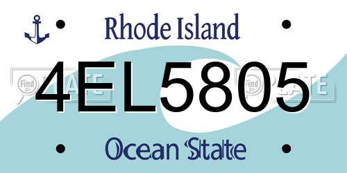 4EL5805 Rhode Island License Plate