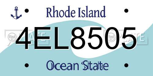 4EL8505 Rhode Island License Plate