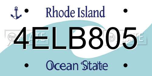 4ELB805 Rhode Island License Plate
