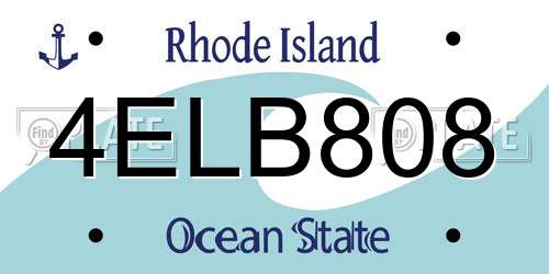 4ELB808 Rhode Island License Plate