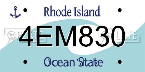 4EM830 Rhode Island License Plate