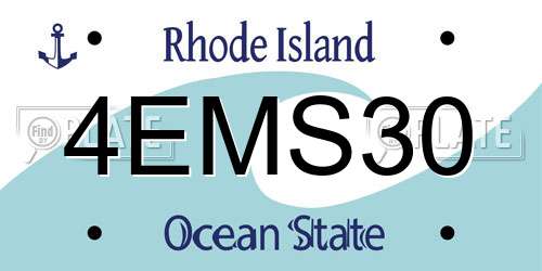 4EMS30 Rhode Island License Plate