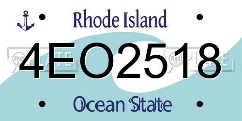 4EO2518 Rhode Island License Plate