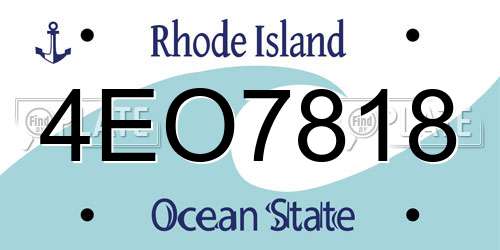 4EO7818 Rhode Island License Plate