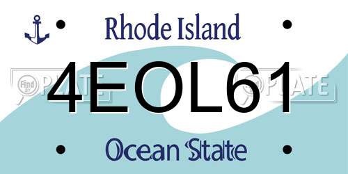 4EOL61 Rhode Island License Plate