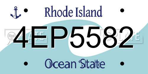 4EP5582 Rhode Island License Plate