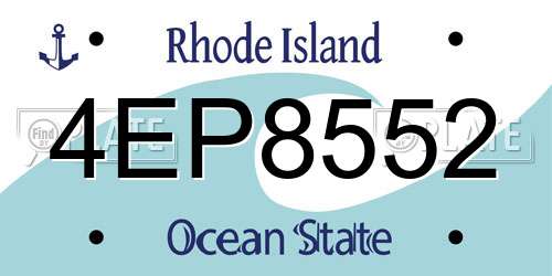 4EP8552 Rhode Island License Plate
