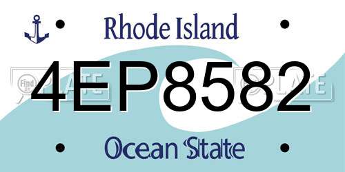 4EP8582 Rhode Island License Plate