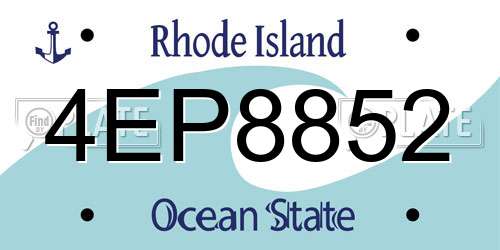 4EP8852 Rhode Island License Plate