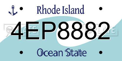 4EP8882 Rhode Island License Plate